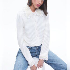 Alice+Olivia Noella Embellished Collared Cardigan